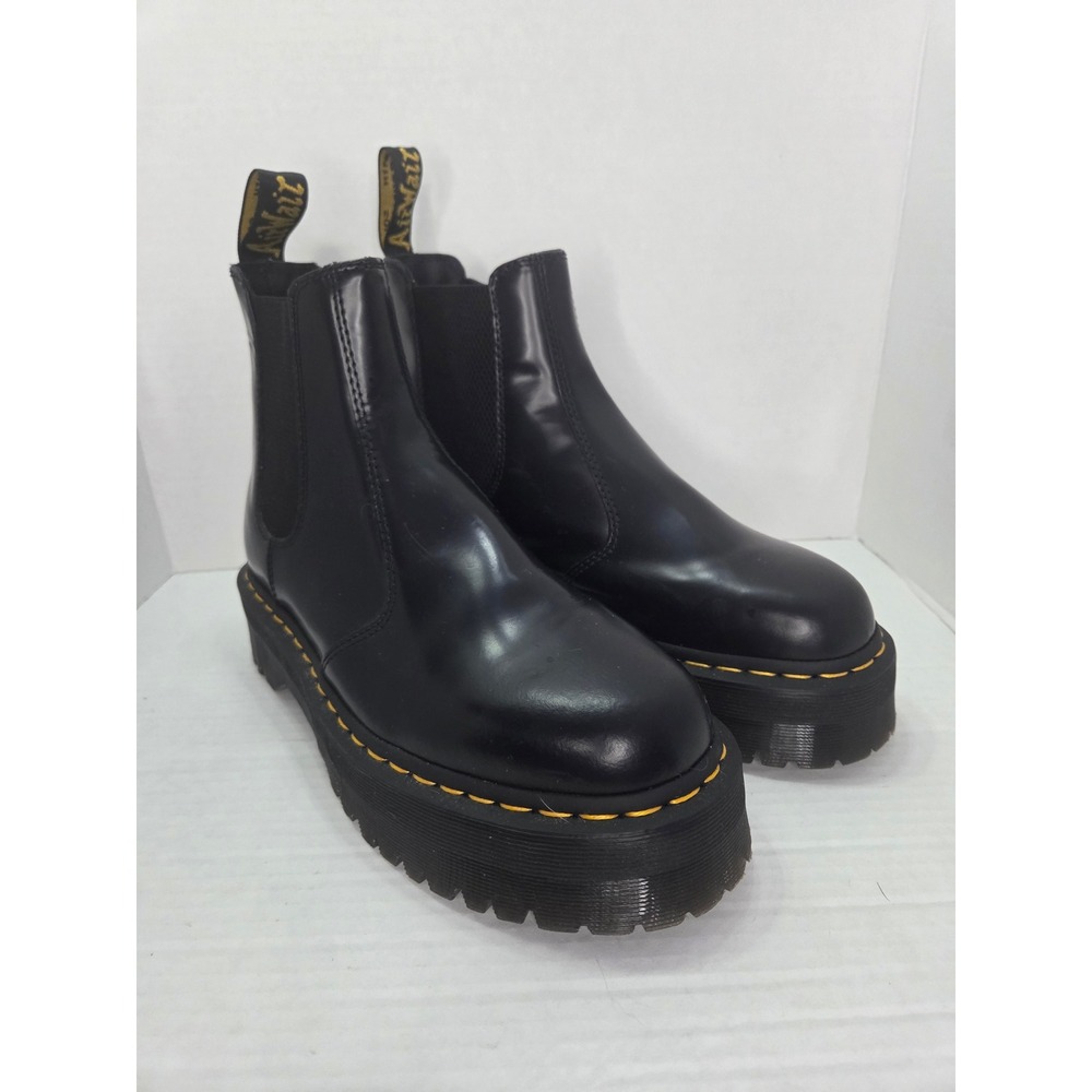 Dr. Martens 2976 Quad Platform Chelsea Boots Black Leather US Women 10 Men 9